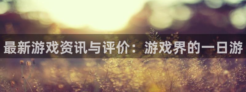 长征娱乐4开户：最新游戏资讯与评价：游戏界的一日游